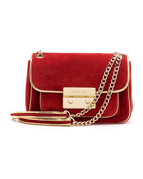 red suede michael kors bag|Michael Kors suede shoulder bag.